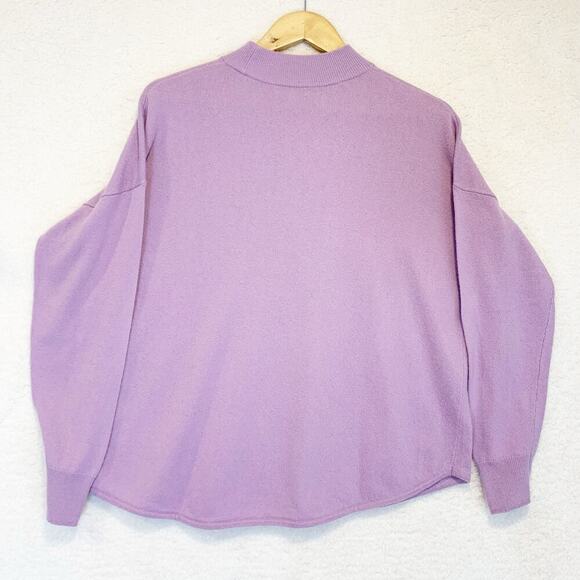 Soft Girl Clean Girl Madewell Wool Sweater Large Simple Mock Neck Violet Pink - Picture 2 of 6